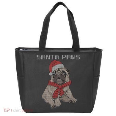 Santa Paws Pug Tote Bag