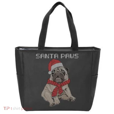 Santa Paws Pug Tote Bag