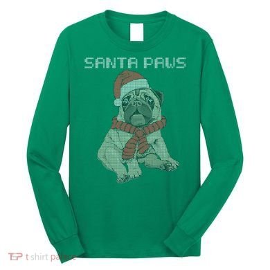 Santa Paws Pug Long Sleeve Shirt