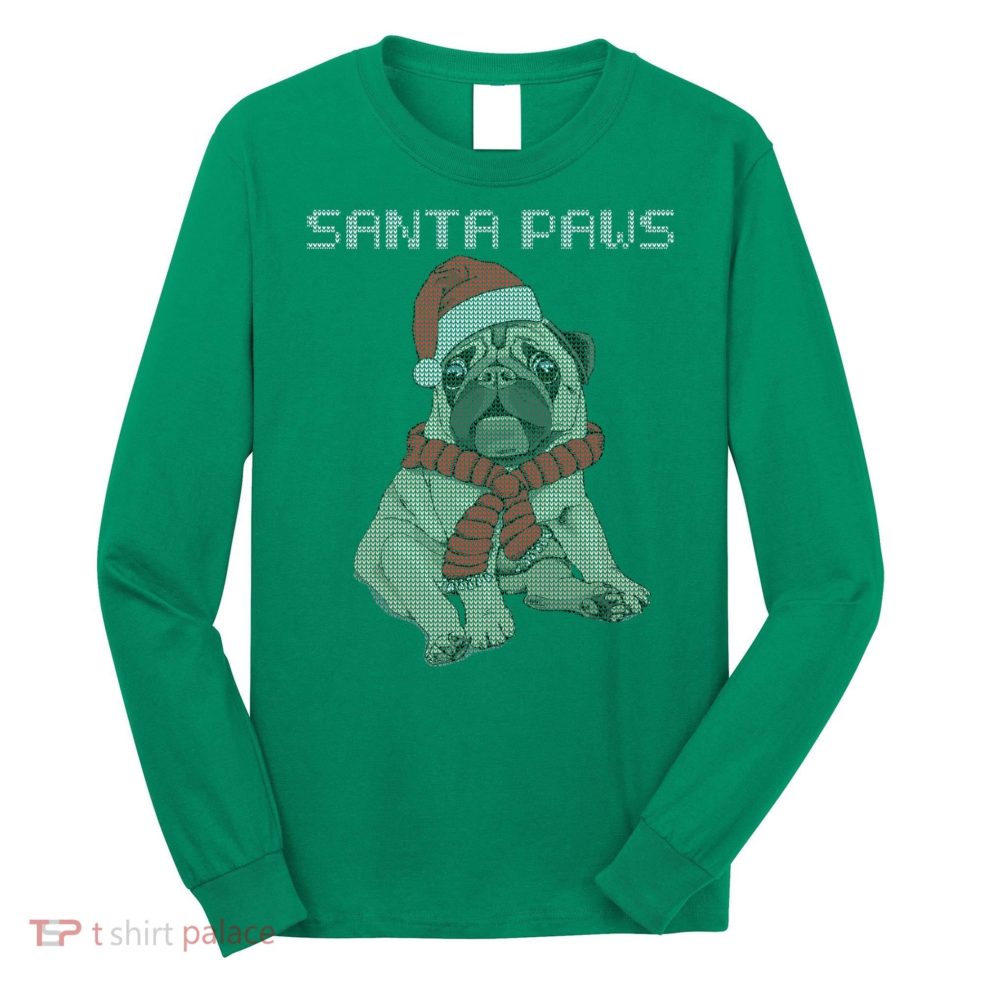 Santa Paws Pug Long Sleeve Shirt