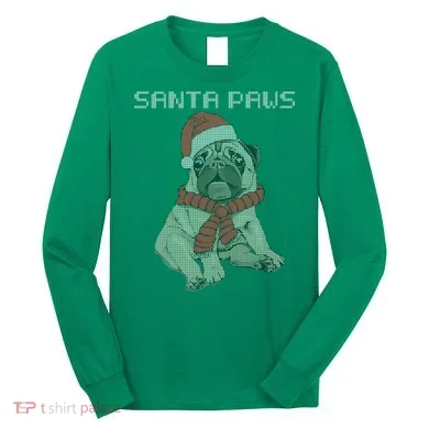 Santa Paws Pug Long Sleeve Shirt
