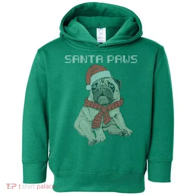 Santa Paws Pug Toddler Hoodie