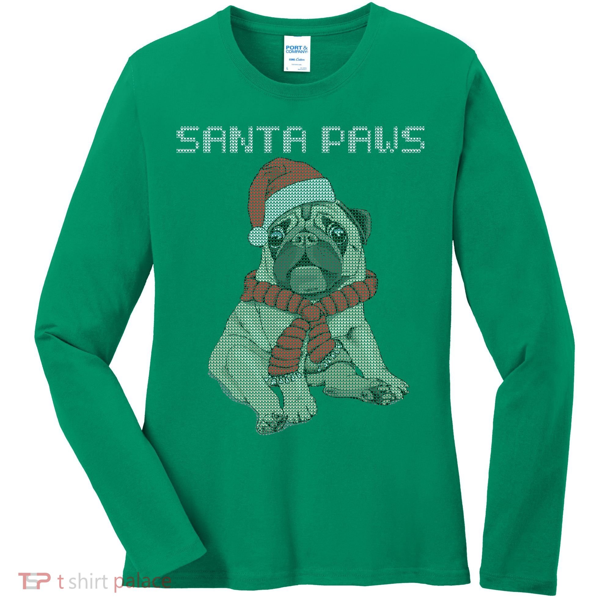 Santa Paws Pug Women's Long Sleeve Shirt
