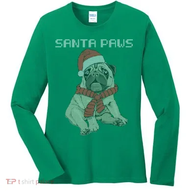 Santa Paws Pug Women's Long Sleeve Shirt