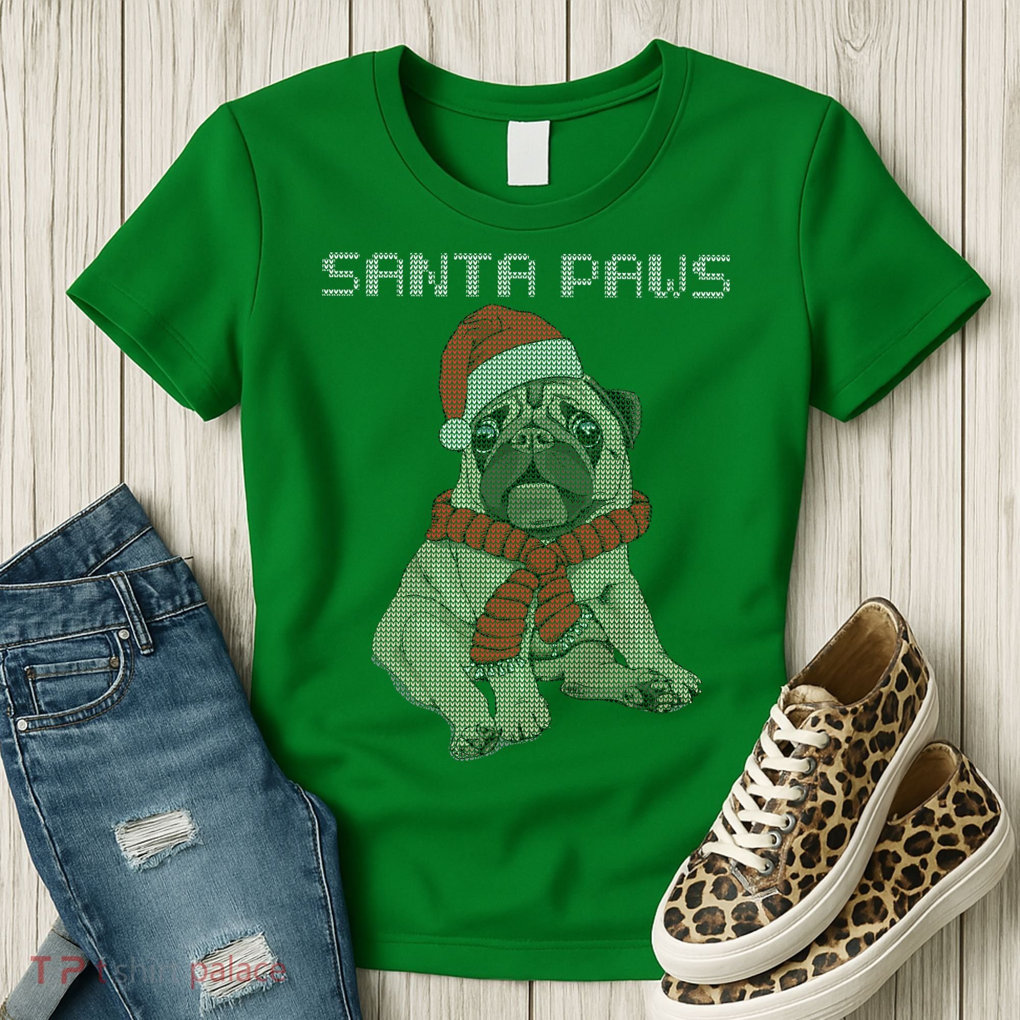 Santa Paws Pug Women's T-Shirt