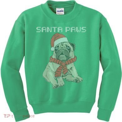 Santa Paws Pug Kids Sweatshirt