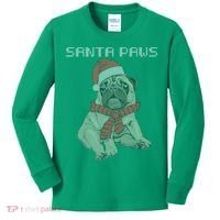 Santa Paws Pug Kids Long Sleeve Shirt thumb 0
