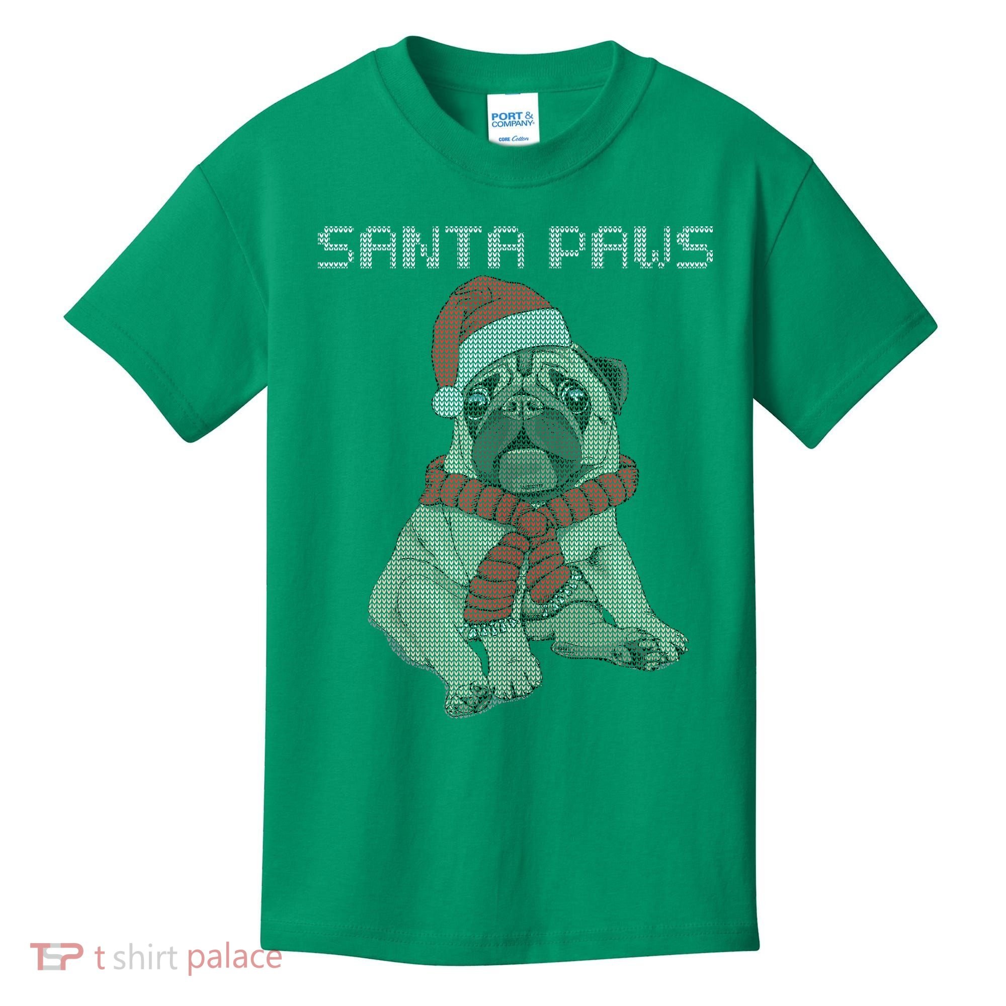Santa Paws Pug Kids T-Shirt