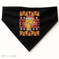 Santa Pizza Lover Ugly Christmas Sweater USA-Made Doggie Bandana thumb 0