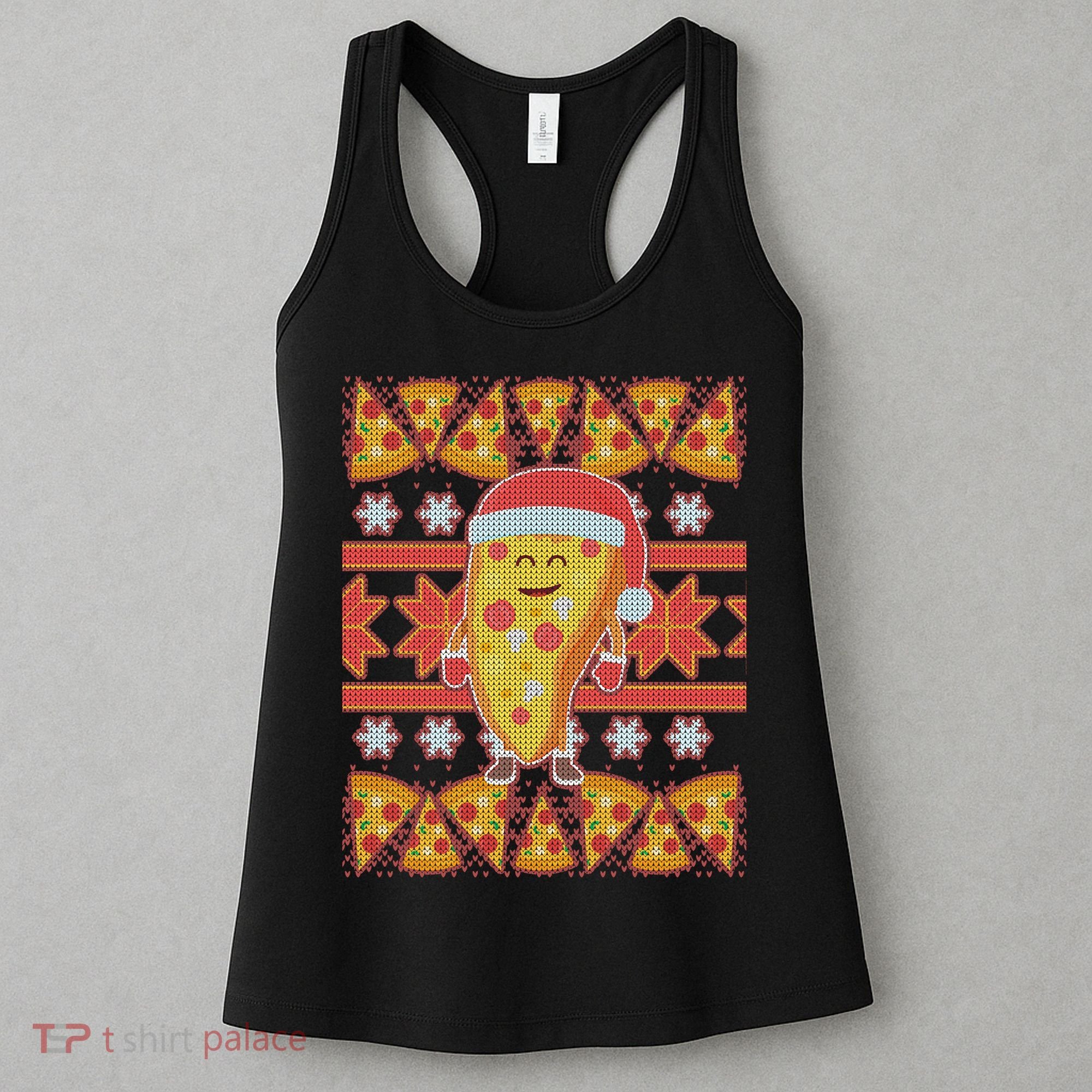 Santa Pizza Lover Ugly Christmas Sweater Women's Tank Top