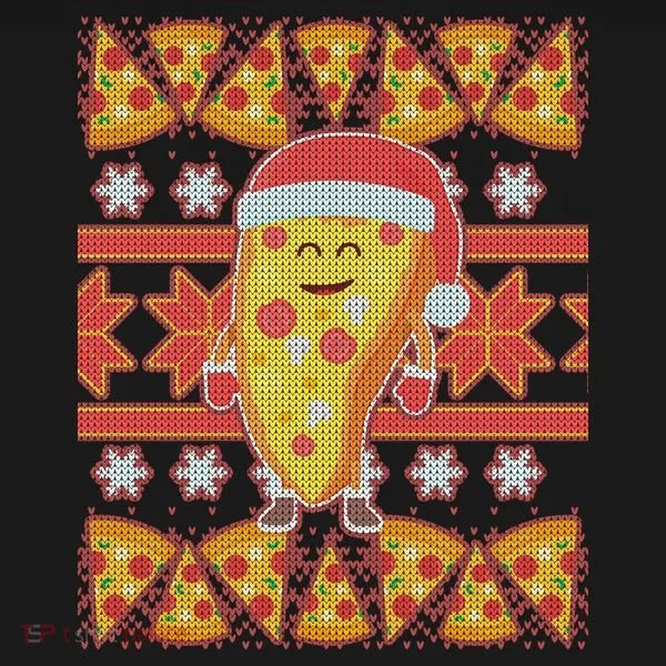 Santa Pizza Lover Ugly Christmas Sweater Tank Top
