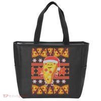 Santa Pizza Lover Ugly Christmas Sweater Tote Bag thumb 0
