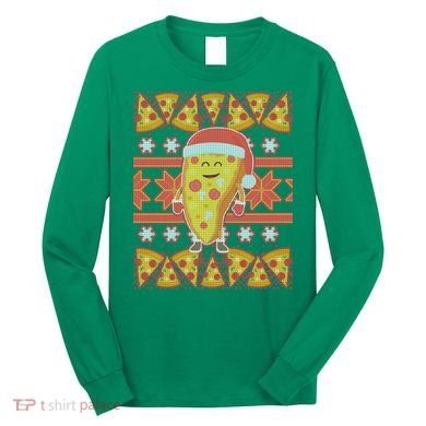 Santa Pizza Lover Ugly Christmas Sweater Long Sleeve Shirt
