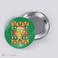 Santa Pizza Lover Ugly Christmas Sweater Button thumb 0