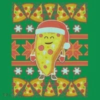 Santa Pizza Lover Ugly Christmas Sweater Button thumb 1
