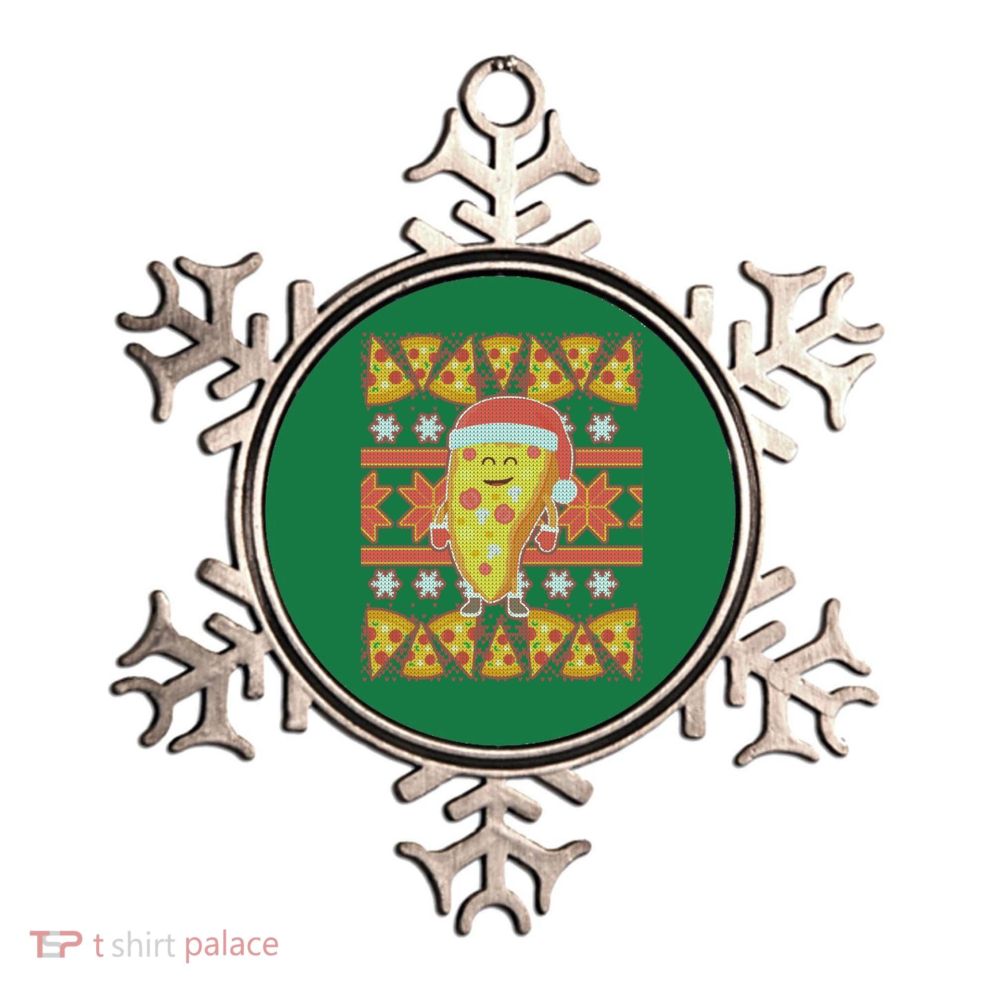 Santa Pizza Lover Ugly Christmas Sweater Ornament