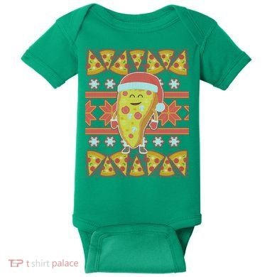 Santa Pizza Lover Ugly Christmas Sweater Baby Bodysuit