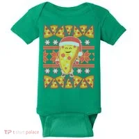 Santa Pizza Lover Ugly Christmas Sweater Baby Bodysuit thumb 0