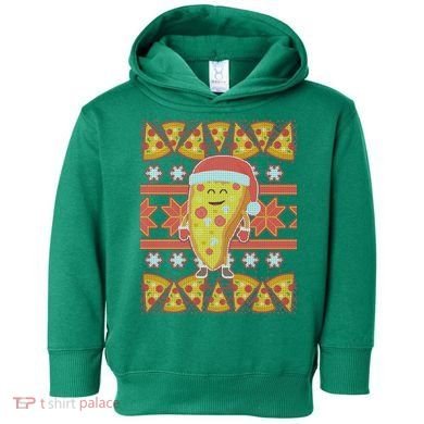 Santa Pizza Lover Ugly Christmas Sweater Toddler Hoodie