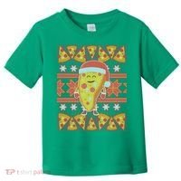 Santa Pizza Lover Ugly Christmas Sweater Toddler T-Shirt thumb 0