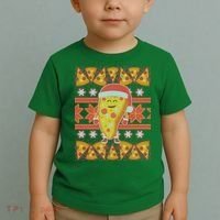 Santa Pizza Lover Ugly Christmas Sweater Toddler T-Shirt thumb 2