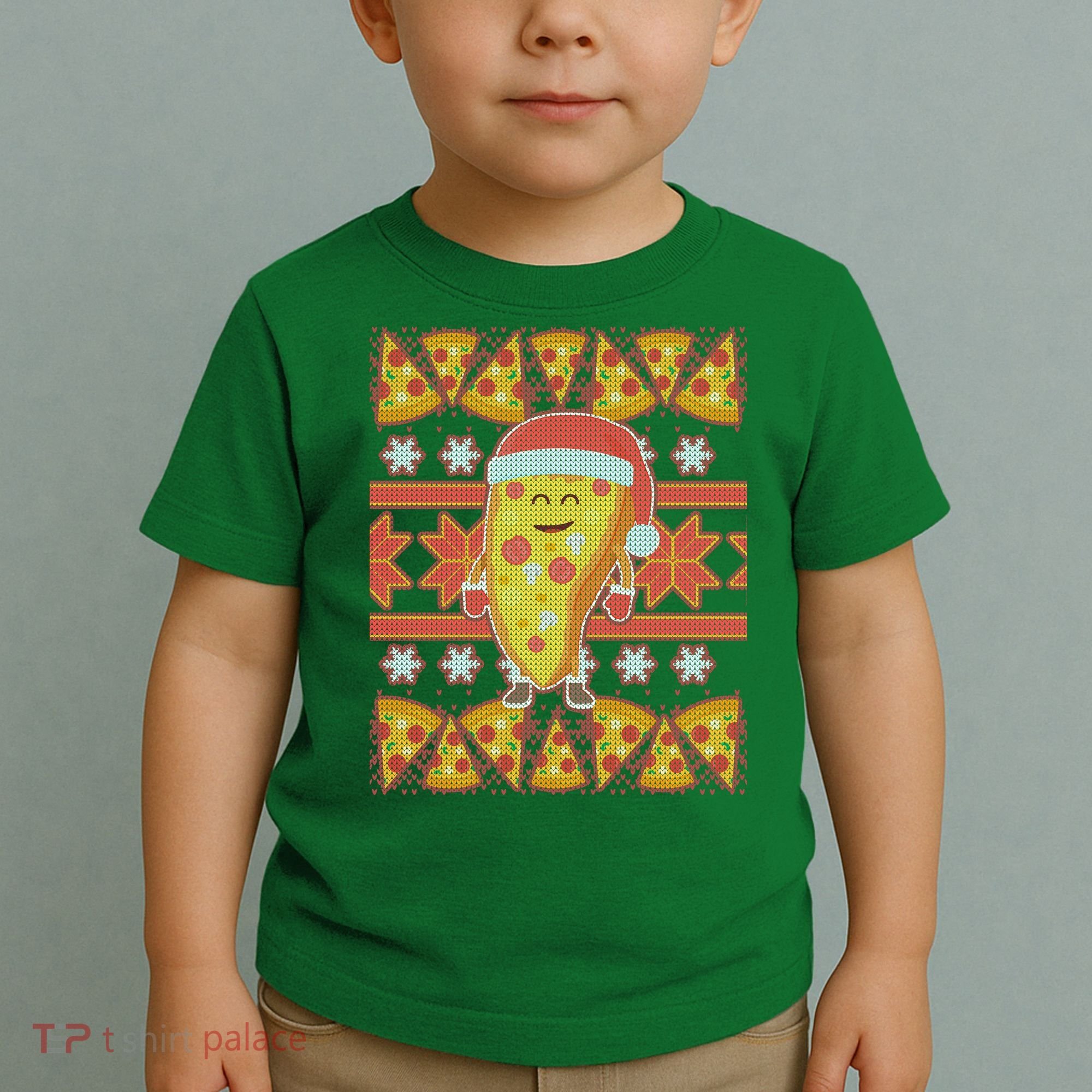 Santa Pizza Lover Ugly Christmas Sweater Toddler T-Shirt