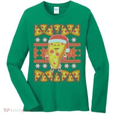 Santa Pizza Lover Ugly Christmas Sweater Women's Long Sleeve Shirt