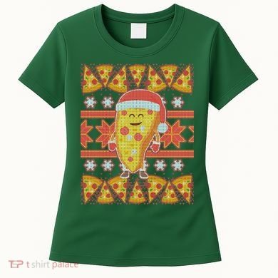 Santa Pizza Lover Ugly Christmas Sweater Women's T-Shirt