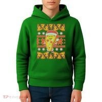 Santa Pizza Lover Ugly Christmas Sweater Kids Hoodie thumb 4