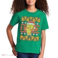 Santa Pizza Lover Ugly Christmas Sweater Kids T-Shirt thumb 2