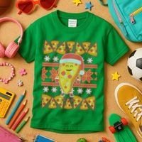 Santa Pizza Lover Ugly Christmas Sweater Kids T-Shirt thumb 3
