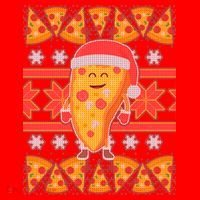 Santa Pizza Lover Ugly Christmas Sweater Santa Hat thumb 1