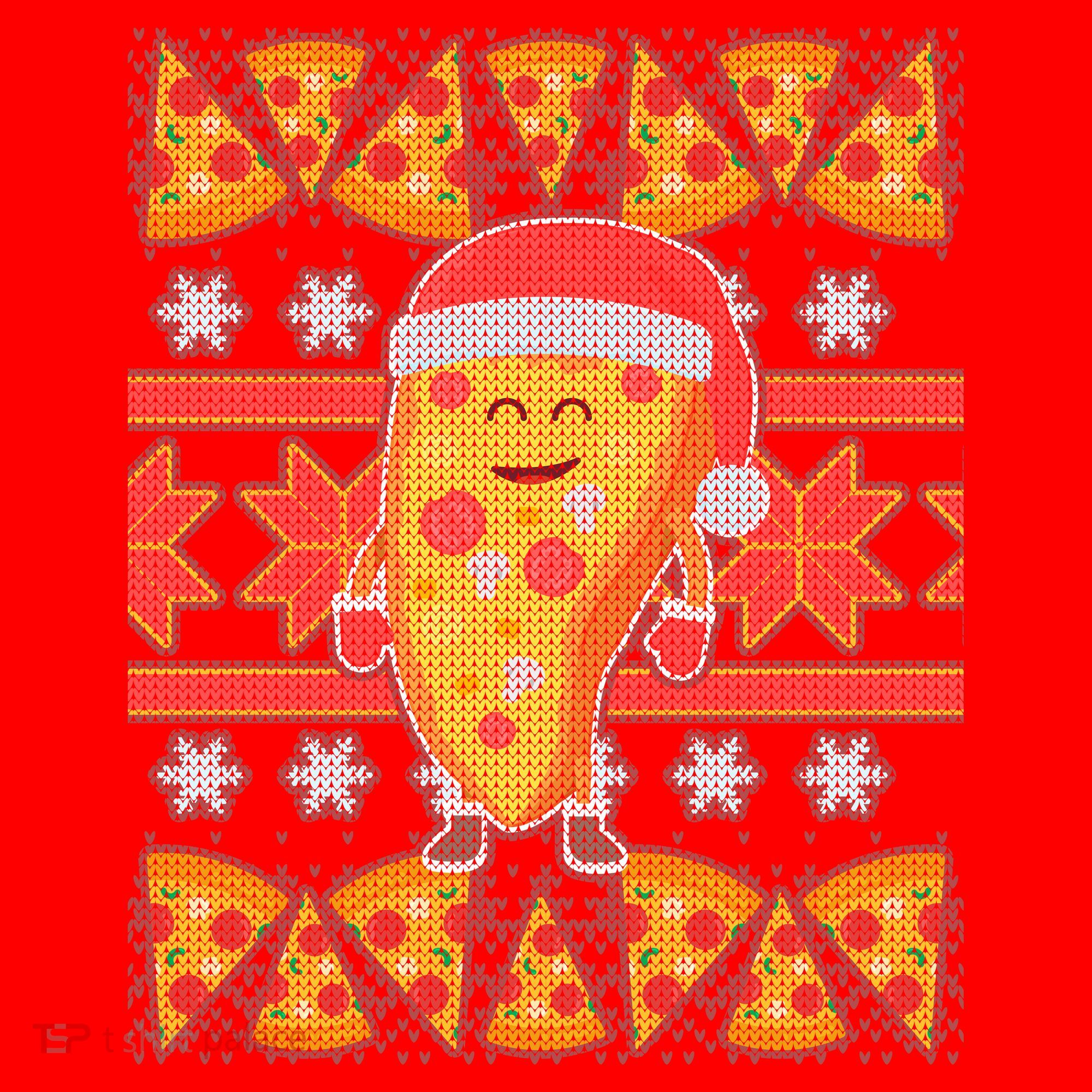 Santa Pizza Lover Ugly Christmas Sweater Santa Hat
