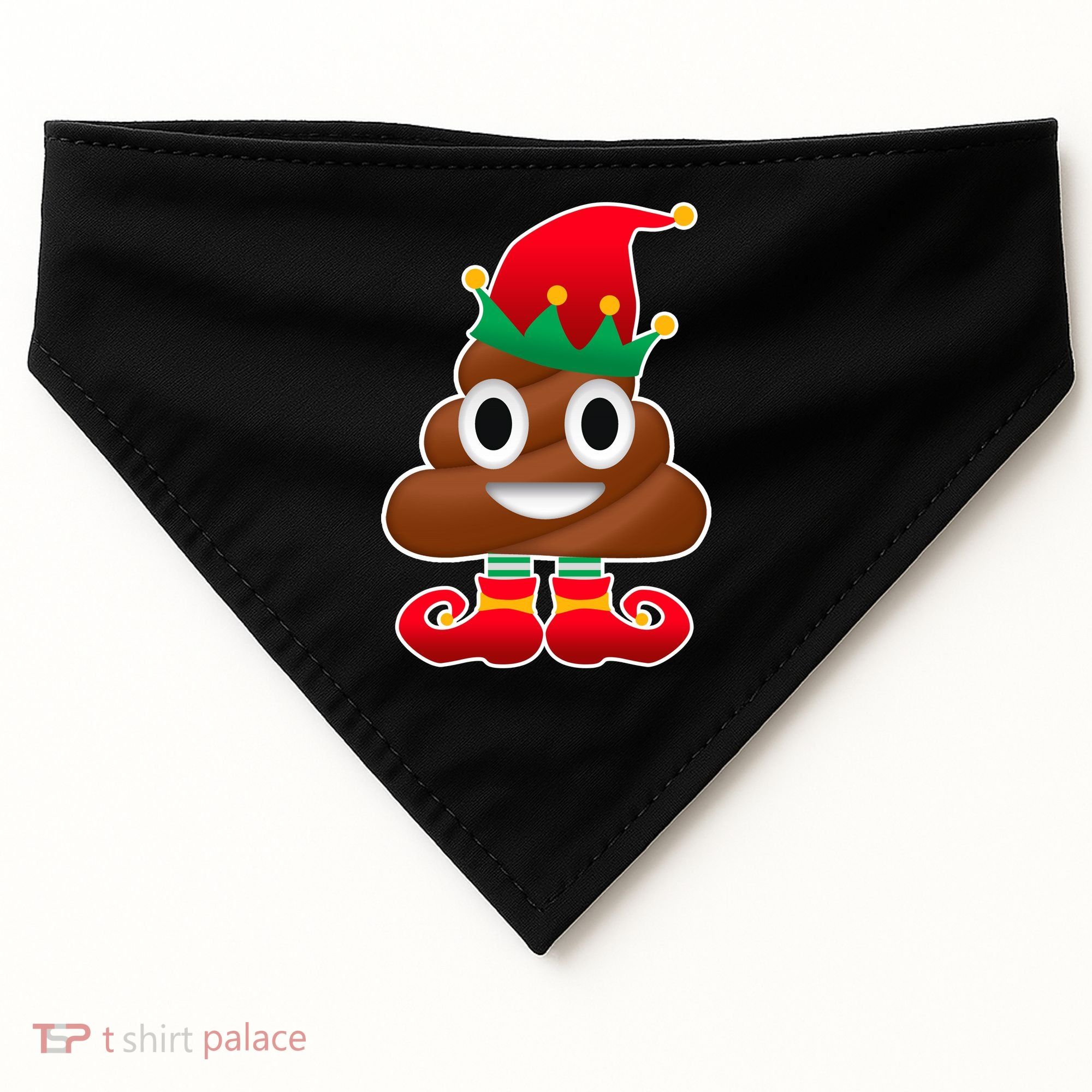 Santa Poop Emoji Christmas USA-Made Doggie Bandana
