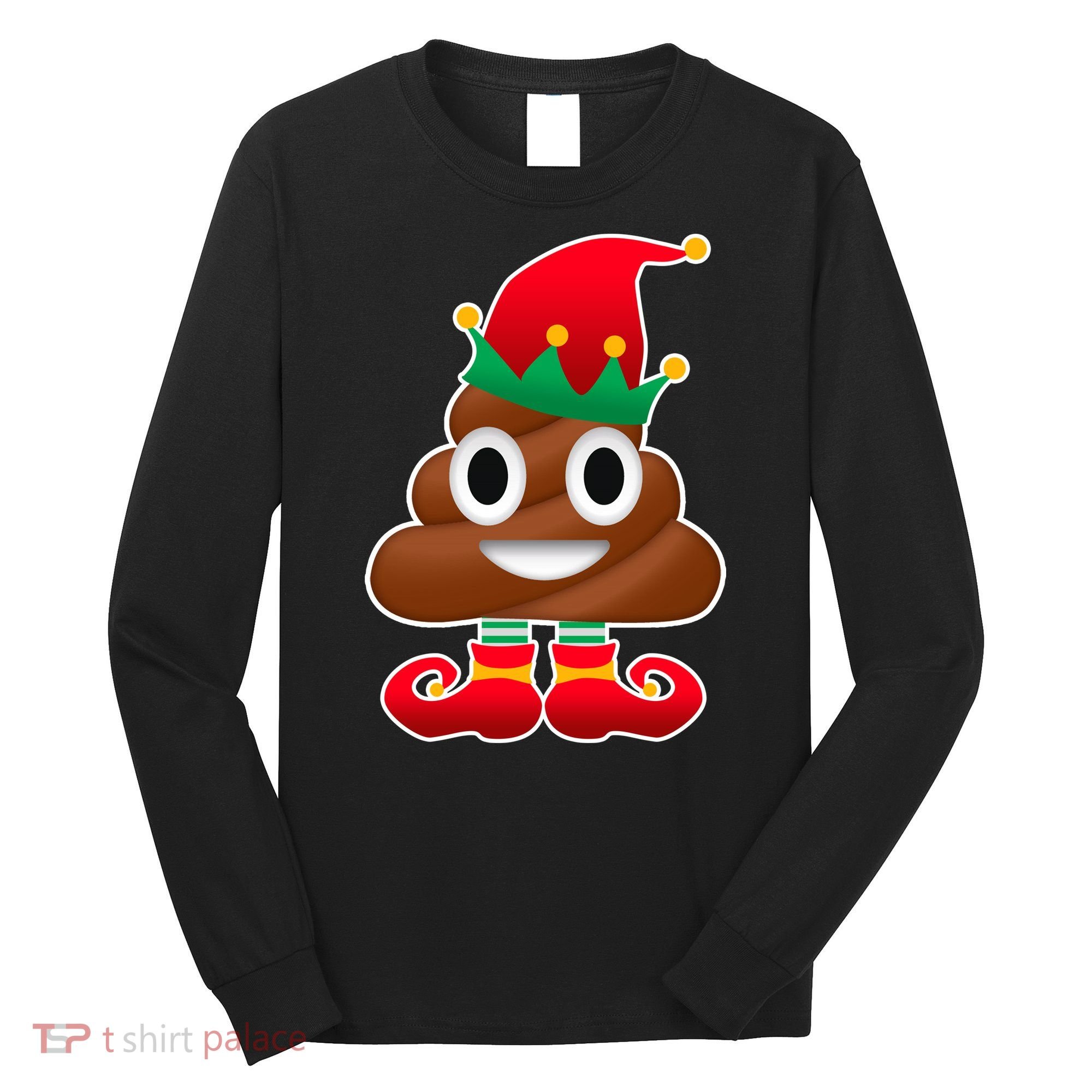 Santa Poop Emoji Christmas Long Sleeve Shirt