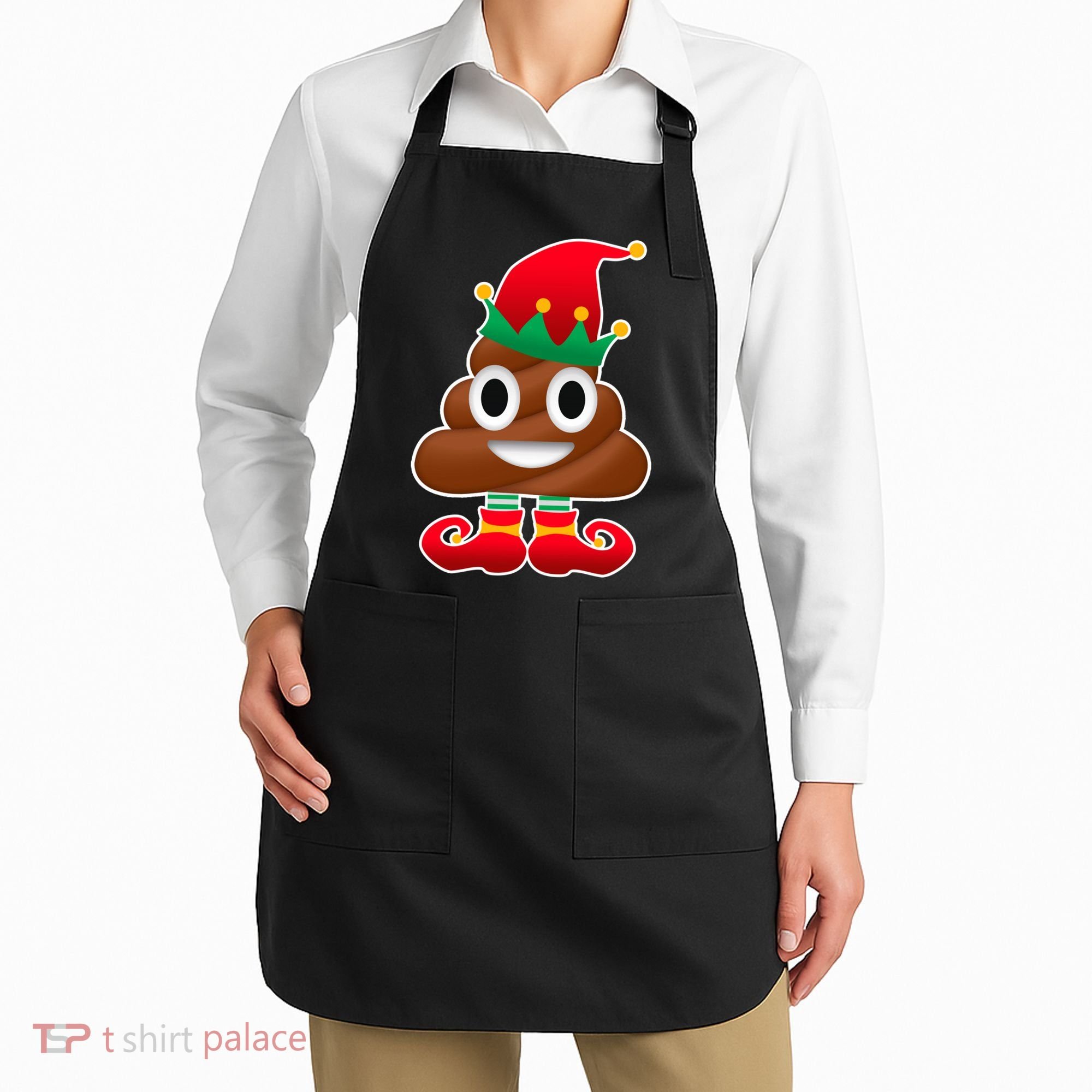 Santa Poop Emoji Christmas Apron