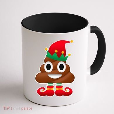 Santa Poop Emoji Christmas Coffee Mug back