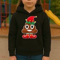 Santa Poop Emoji Christmas Kids Hoodie thumb 3