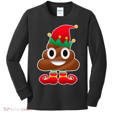 Santa Poop Emoji Christmas Kids Long Sleeve Shirt
