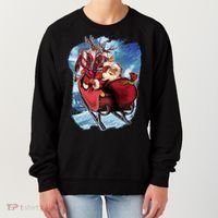 Santa Reindeer Sleigh Flying Over Snow Women's Sweatshirt thumb 0