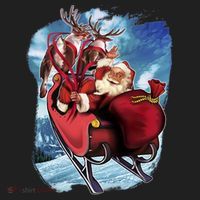 Santa Reindeer Sleigh Flying Over Snow Women's Sweatshirt thumb 2