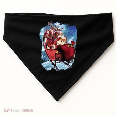 Santa Reindeer Sleigh Flying Over Snow USA-Made Doggie Bandana