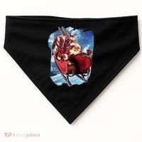 Santa Reindeer Sleigh Flying Over Snow USA-Made Doggie Bandana thumb 0