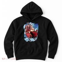 Santa Reindeer Sleigh Flying Over Snow Hoodie thumb 0