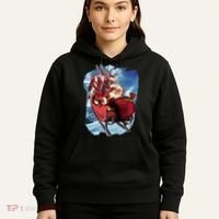 Santa Reindeer Sleigh Flying Over Snow Hoodie thumb 5