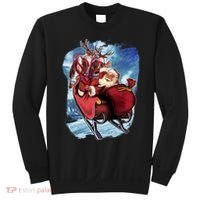 Santa Reindeer Sleigh Flying Over Snow Sweatshirt thumb 0