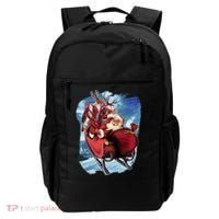 Santa Reindeer Sleigh Flying Over Snow Backpack thumb 0