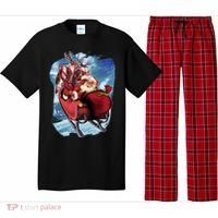 Santa Reindeer Sleigh Flying Over Snow Pajama Set thumb 0