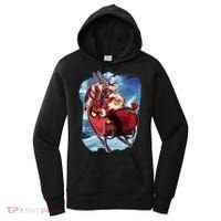 Santa Reindeer Sleigh Flying Over Snow Women's Hoodie thumb 0