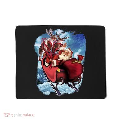 Santa Reindeer Sleigh Flying Over Snow Mousepad